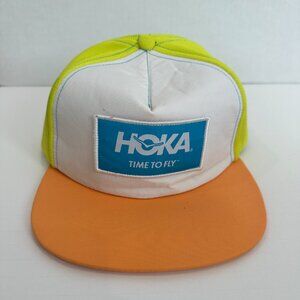Hoka One Time to Fly Color Block Running Strapback Lightweight Neon Hat